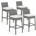 Airfind Set of 2/4 Patio Wicker Barstools with Soft Seat Cushion and Cozy Footrest-Set of 4, Fixing ties keep the cushions in place