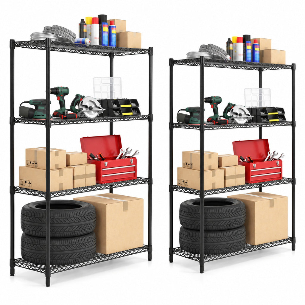 Airfind Set of 2 4-Tier Metal Storage Shelving Unit with V-Shaped Wire Rack, 3200 lbs Capacity, Metal Frame, 48 x 18 x 72.5 Total Footprint