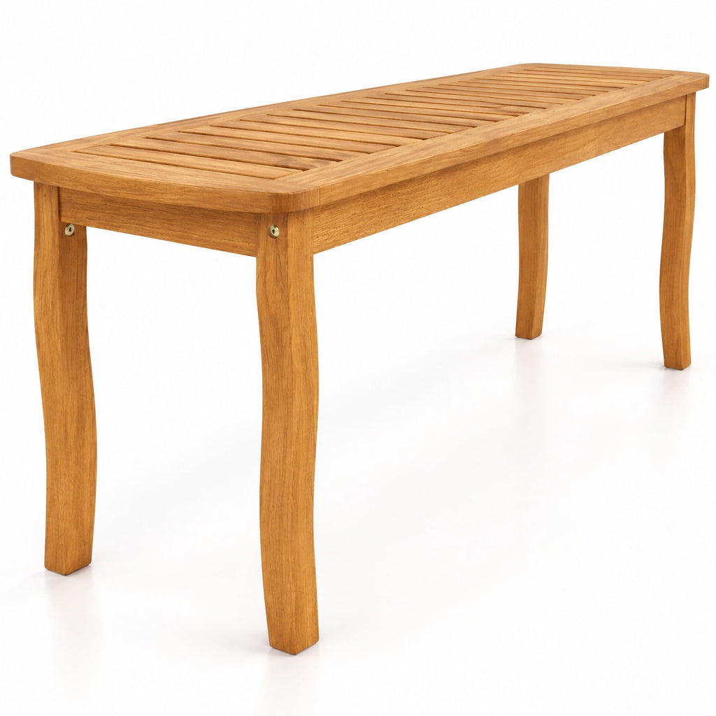 Airfind Set of 2 Acacia Wood Outdoor Patio Dining Benches 48 Inch Long with Slatted Seat, 800 lbs Capacity Each, 48 Inch x 14 Inch x 18 Inch , Natural Wood
