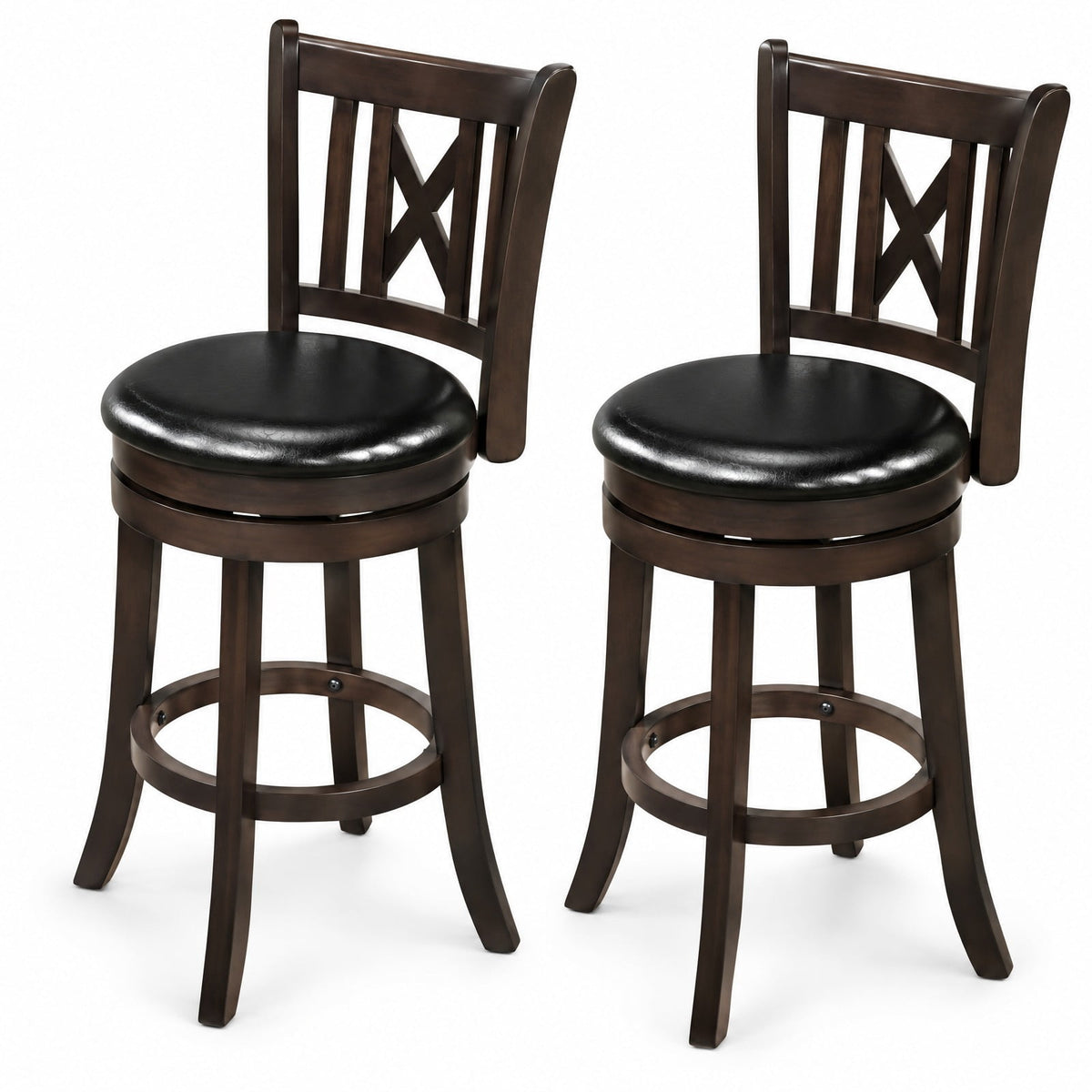 Airfind Set of 2 Bar Stools Swivel Bar Chairs with Hollowed Backrest and Footrest-26 inches, 275 lbs Capacity, 20 Inch x 18 Inch x 39.5 Inch Footprint