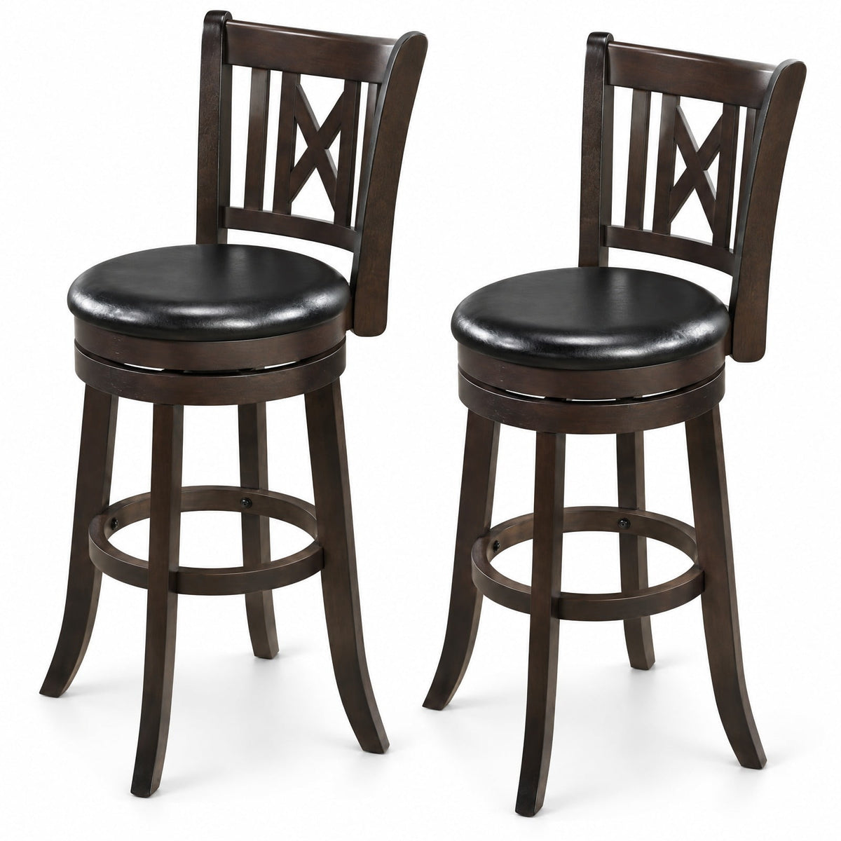 Airfind Set of 2 Bar Stools Swivel Bar Chairs with Hollowed Backrest and Footrest-30 inches, 275 lbs Capacity, 20 Inch x 18 Inch x 39.5 Inch Footprint
