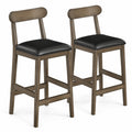 Airfind Set of 2 Bar Stools Upholstered with Rubber Wood Legs and Footrests, 330 lbs Capacity, Rubber Wood Sponge PVC Leather Frame, Wood