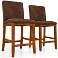 Airfind Counter Barstools, Set of 2, with Rubberwood Legs and Upholstered Seat, 330 lbs Capacity, Rubberwood Polyester Sponge Frame, Walnut