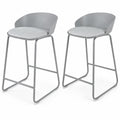 Airfind Counter Height Bar Stools, Set of 2, with Curved Backrest and Metal Frame for Kitchen Dining, 330 lbs Capacity, Gray