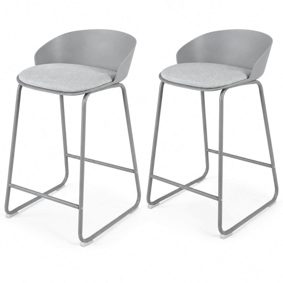 Airfind Counter Height Bar Stools, Set of 2, with Curved Backrest and Metal Frame for Kitchen Dining, 330 lbs Capacity, Gray