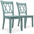 Airfind Set of 2 Cross Back Rubber Wood Dining Chairs, 300 lbs Capacity, Rubber Wood Frame, 20 x 23.5 x 39 Footprint, Green