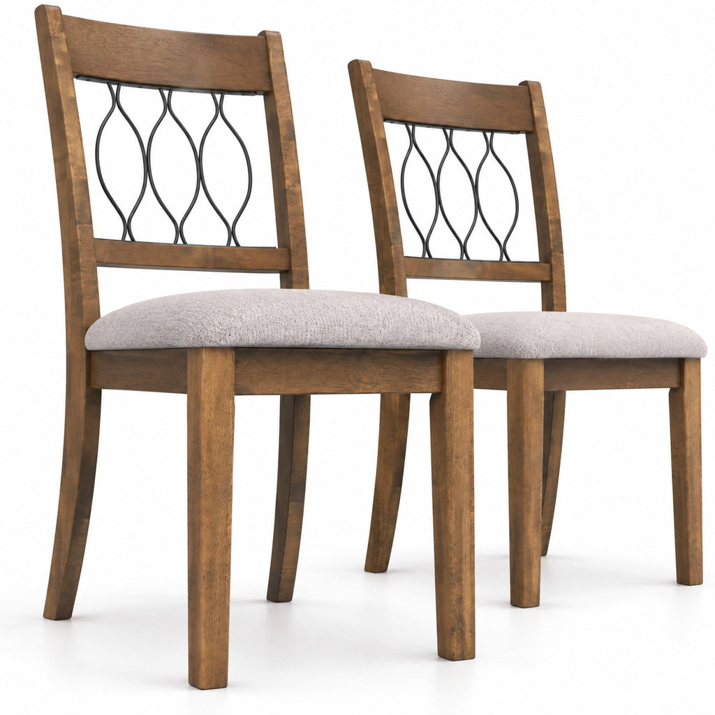 Airfind Set of 2 Dining Chair Fabric/Faux Leather Upholstered with Padded Seat, Chair 330 lbs Capacity, 19.5 x 22.5 x 38 Footprint, Brown