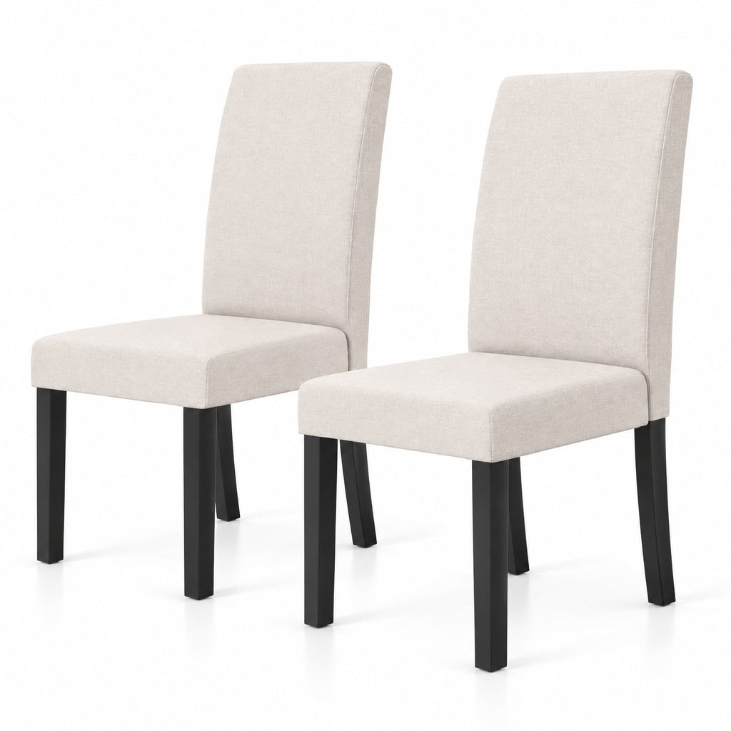 Airfind Set of 2 Dining Chair Mid-Century Modern Fabric Upholstered Parson Chairs, Chair 330 lbs Capacity, 17in x 22in x 35.5in Footprint, Beige