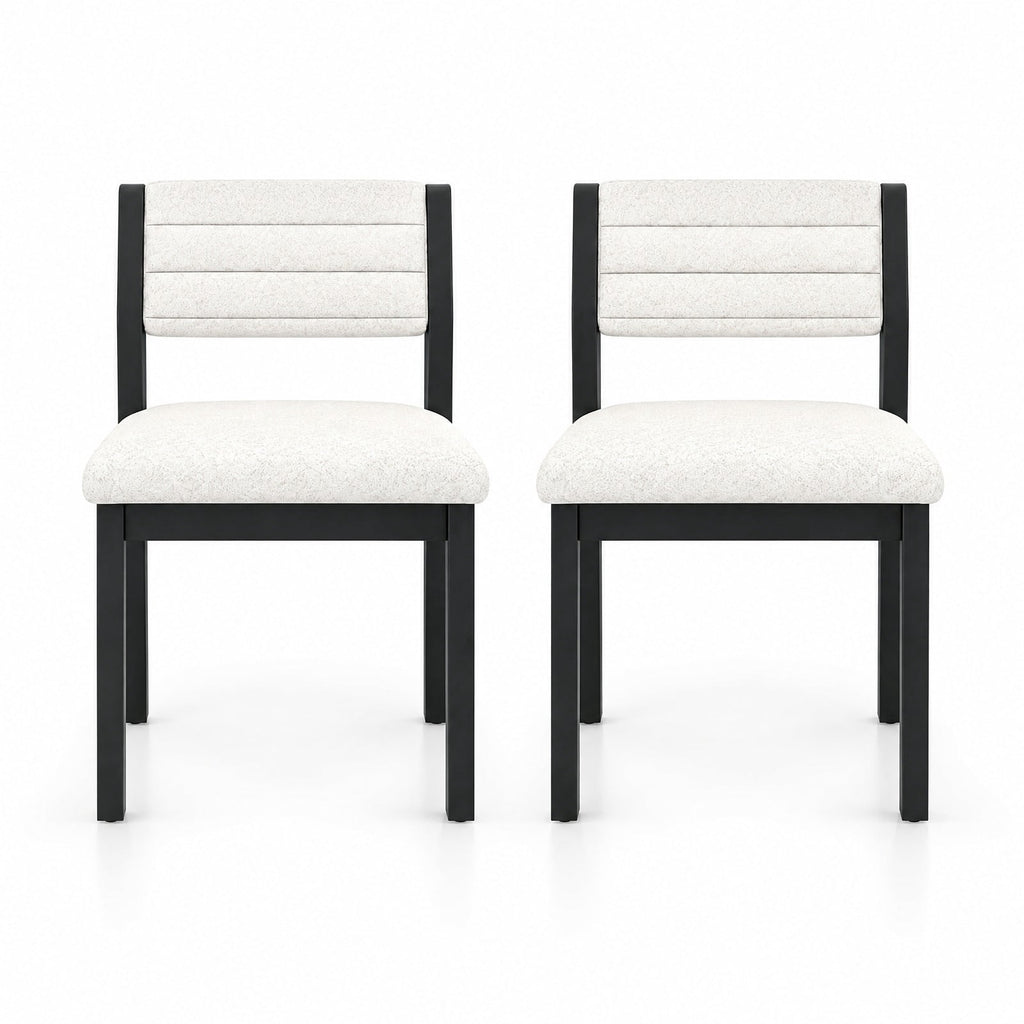 Airfind Set of 2 Dining Chairs Sherpa Upholstered Armless Chair with Wood Frame, Faux Sherpa Rubber Wood Plywood Frame, White