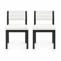 Airfind Set of 2 Dining Chairs Sherpa Upholstered Armless Chair with Wood Frame, Faux Sherpa Rubber Wood Plywood Frame, White