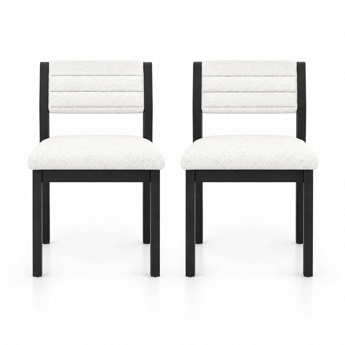 Airfind Set of 2 Dining Chairs Sherpa Upholstered Armless Chair with Wood Frame, Faux Sherpa Rubber Wood Plywood Frame, White