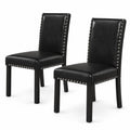 Airfind Set of 2 Dining Chairs with Solid Rubber and Wood Legs, Chair 400 lbs Capacity, Rubber Wood Bent Wood PVC Leather Sponge MDF Frame, Wood