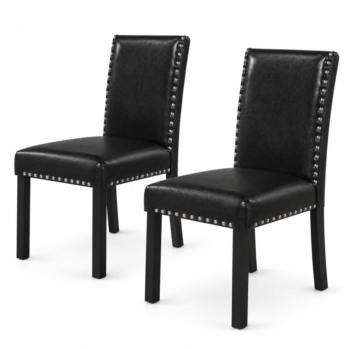 Airfind Set of 2 Dining Chairs with Solid Rubber and Wood Legs, Chair 400 lbs Capacity, Rubber Wood Bent Wood PVC Leather Sponge MDF Frame, Wood
