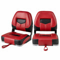 Airfind Set of 2 Folding Low Back Fishing Boat Seats with Stainless Steel Screws and Ergonomic Backrest for Pontoons and Cabin Seating, Red