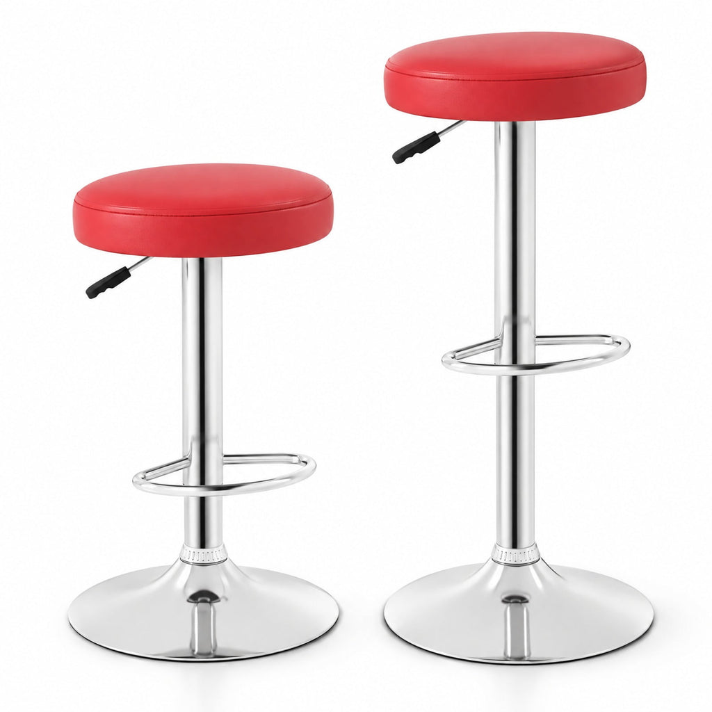 Airfind Set of 2 Height-adjustable Swivel Bar Stool with 360° Swivel bar stool, Stool 400 lbs Capacity, 15 x 15 x 25.5-33.5 Footprint, Red