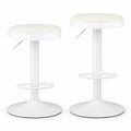 Airfind Set of 2 Kitchen Bar Stools with Height Adjustment Padded Seat and D-Shaped Footrest, 330 lbs Capacity, Metal Sponge Fabric Frame, White