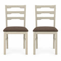 Airfind Set of 2 Linen Style Upholstered Dining Chairs with Wood Frames, Chair 330 lbs Capacity, Rubber Wood Polyester Sponge Engineered Wood Frame