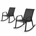 Airfind Set of 2 Metal Patio Rocking Chair with Breathable Seat Fabric, 330 lbs Capacity, Fabric Metal Frame, Black