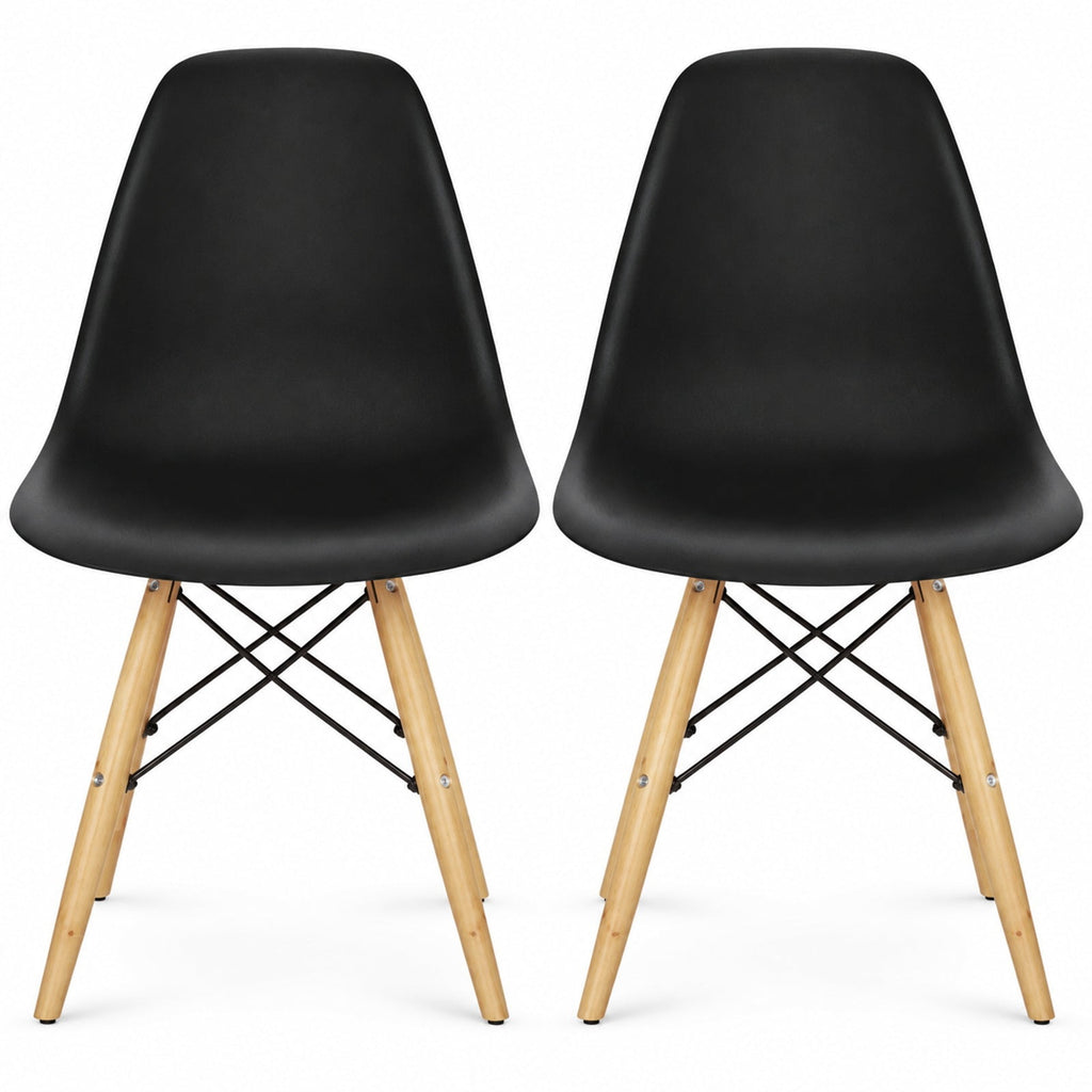Airfind Set of 2 Mid-Century Modern DSW Dining Side Chair, PP seat Beech Wood legs Weight limit : 300 pounds Frame, 22in x 18.5in x 32in Footprint