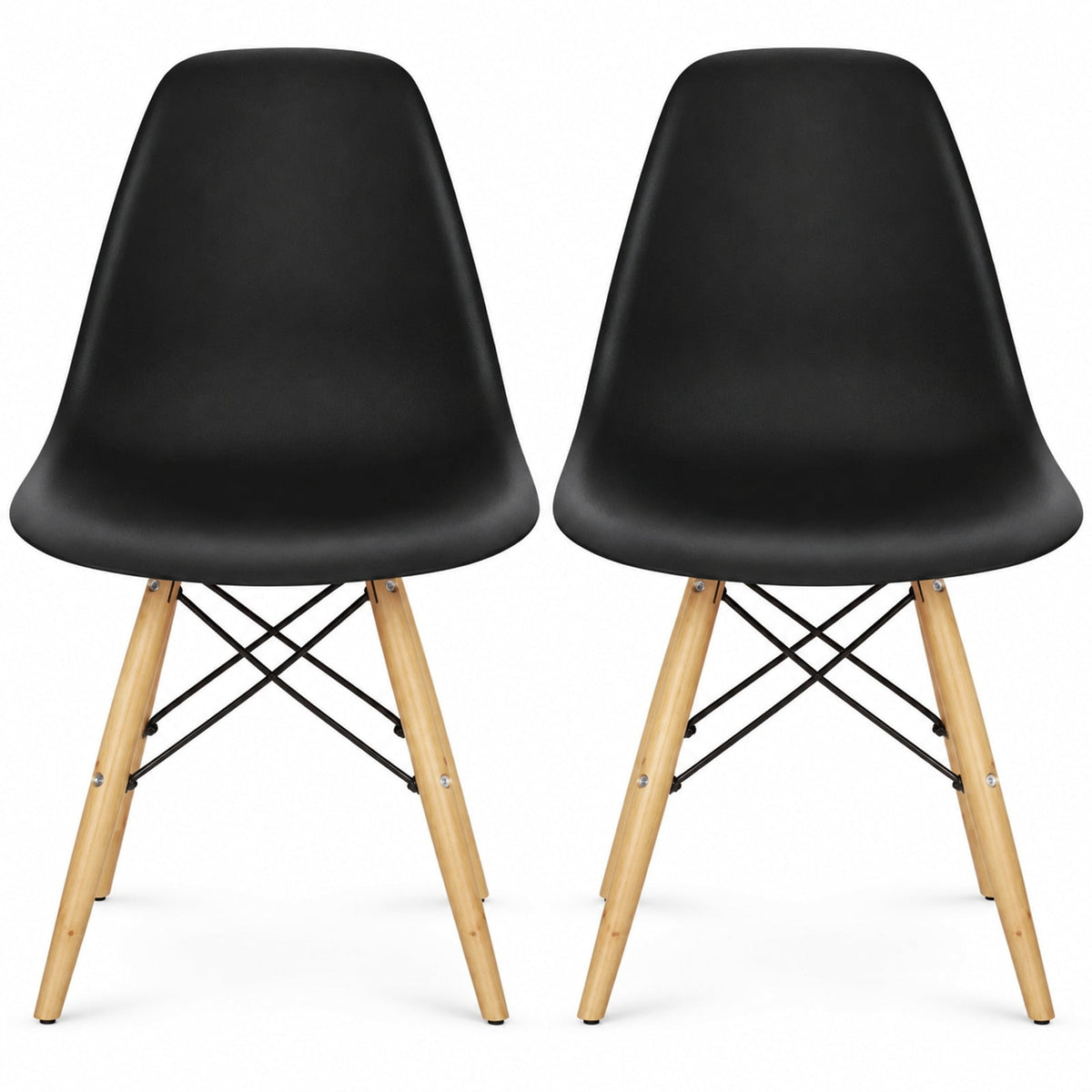Airfind Set of 2 Mid-Century Modern DSW Dining Side Chair, PP seat Beech Wood legs Weight limit : 300 pounds Frame, 22in x 18.5in x 32in Footprint