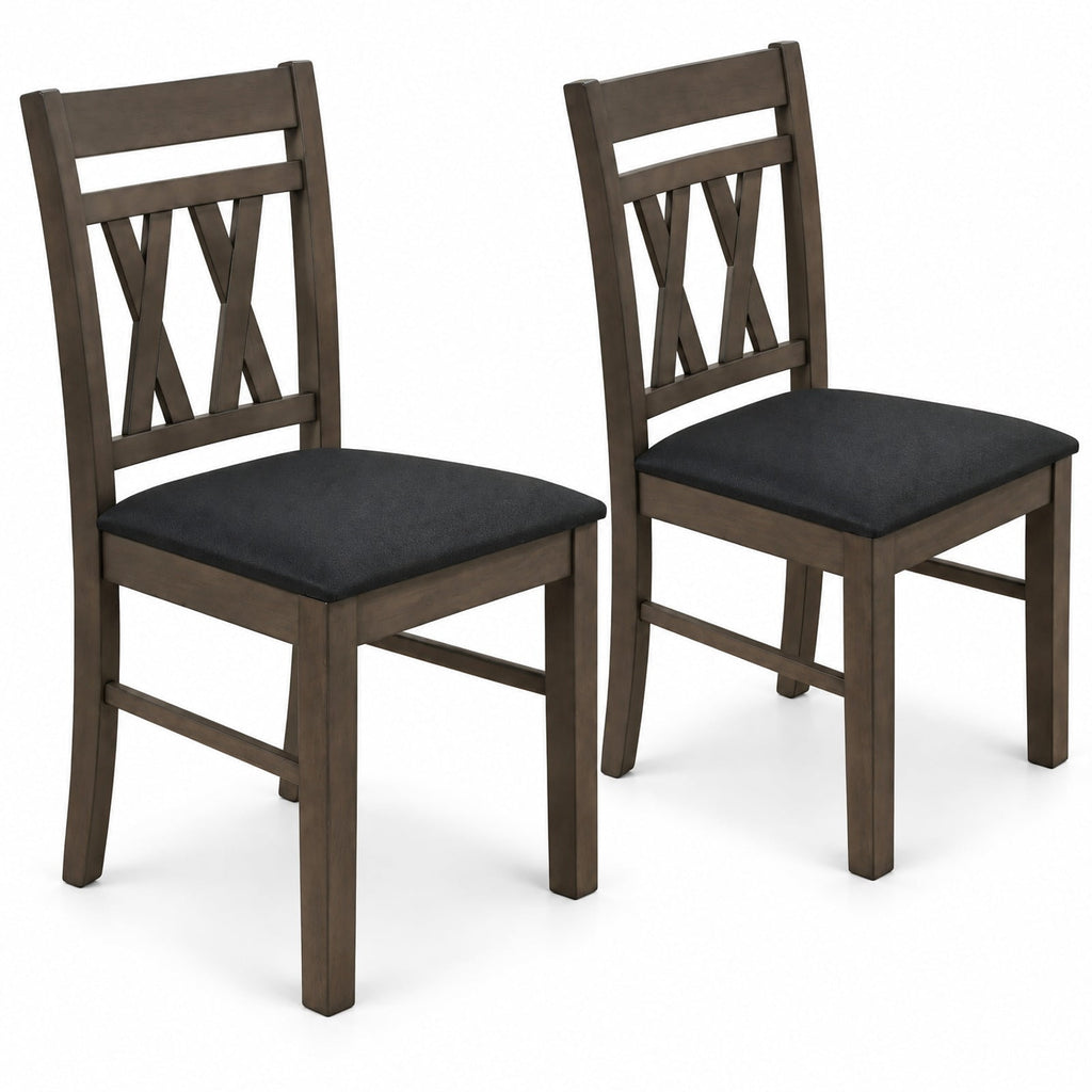 Airfind Set of 2 Modern Linen Style Upholstered Kitchen Chairs, 400 lbs Capacity, Rubber Wood Polyester Sponge Engineered Wood Frame, Gray