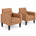 Airfind Set of 2 PU Leather Modern Accent Chair with Removable Seat Cushion, 350 lbs Capacity, PU Leather Sponge Plywood Plastic Frame, Brown