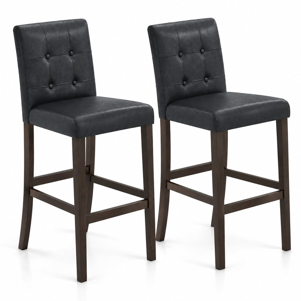 Airfind Set of 2 PVC Dining Leather Bar Stools with Solid Wood Legs-29 inches, 243 lbs Capacity, PVC rubber wood Frame, 18.5 Inch x 21 Inch x 39 Inch Footprint
