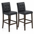 Airfind Set of 2 PVC Dining Leather Bar Stools with Solid Wood Legs-29 inches, 243 lbs Capacity, PVC rubber wood Frame, 18.5 Inch x 21 Inch x 39 Inch Footprint