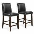 Airfind Set of 2 PVC Leather Bar Stools with Back for Kitchen Island, 245 lbs Capacity, Linen fabric(Gray)/PVC Leather(Black) LVL Frame
