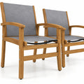 Airfind Set of 2 Patio Dining Chairs with Breathable Fabric and Acacia Wood Frame, Chair 400 lbs Capacity, Acacia Wood Fabric Frame, Wood