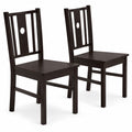 Airfind Set of 2 Solid Rubber Wood Kitchen Chairs featuring Slatted Curved Backrest, Chair 330 lbs Total Capacity, Rubber Wood MDF Frame, Coffee