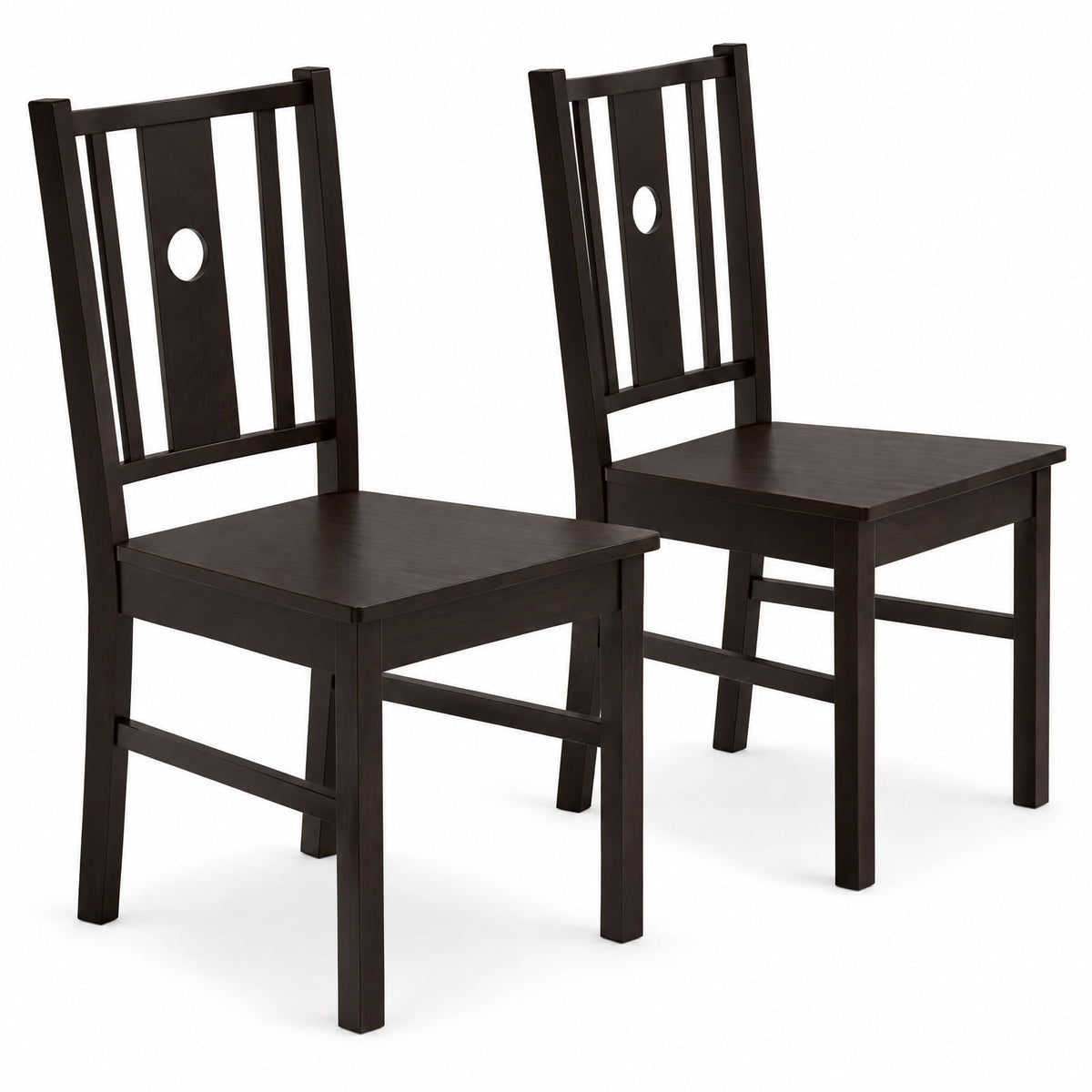 Airfind Set of 2 Solid Rubber Wood Kitchen Chairs featuring Slatted Curved Backrest, Chair 330 lbs Total Capacity, Rubber Wood MDF Frame, Coffee