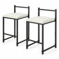 Airfind Set of 2 Stackable Counter Height Bar Stools PU Leather Upholstered with Footrest, 400 lbs Capacity, 16 Inch x 18 Inch x 33.5 Inch Footprint, Black