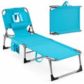 Airfind Set of 2 Tanning Chair Portable Chaise Lounge Chair with 4-Position Adjustable Backrest, 330 lbs Capacity, Blue