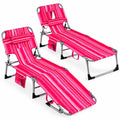 Airfind Set of 2 Tanning Chair Portable Chaise Lounge Chair with 4-Position Adjustable Backrest, 330 lbs Capacity, Pink