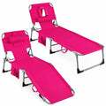 Airfind Set of 2 Tanning Chair Portable Chaise Lounge Chair with 4-Position Adjustable Backrest, 330 lbs Capacity, Pink
