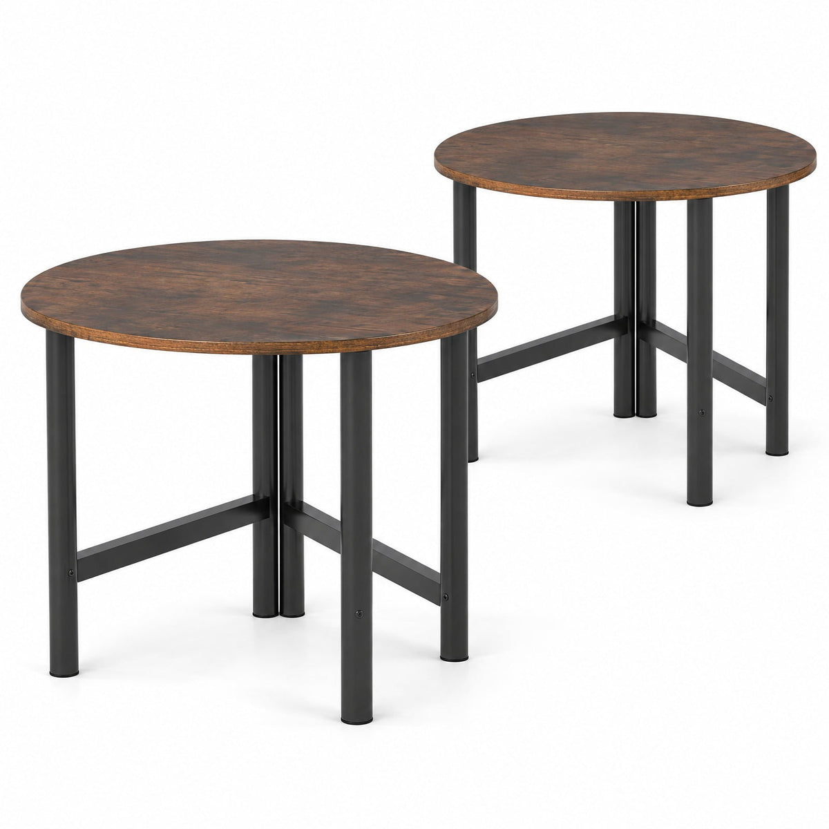 Airfind Set of 2 Triangle Coffee Table with Metal Legs, 132 lbs Capacity, Engineered Wood Metal Frame, Rustic Brown