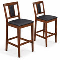Airfind Set of 2 Upholstered Barstool 29.5 Inch Bar Height with Solid Rubber Wood Frame, 300 lbs Capacity, Walnut
