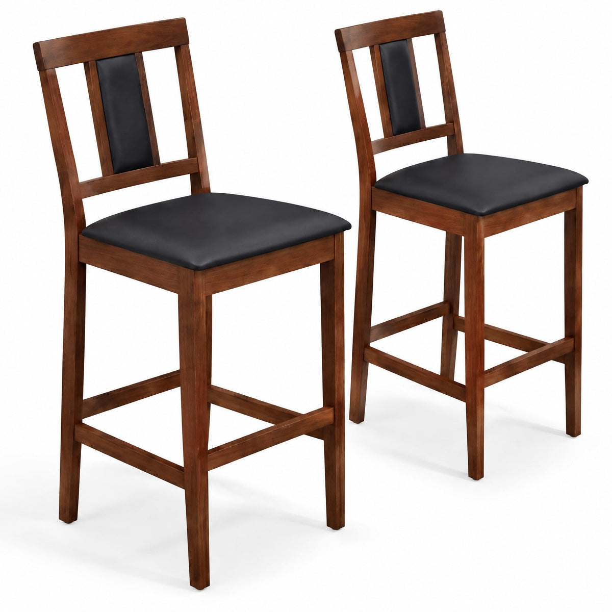 Airfind Set of 2 Upholstered Barstool 29.5 Inch Bar Height with Solid Rubber Wood Frame, 300 lbs Capacity, Walnut