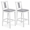 Airfind Set of 2 Upholstered Barstool 29.5 Inch Bar Height with Solid Rubber Wood Frame, 300 lbs Capacity, White