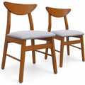 Airfind Set of 2 Upholstered Dining Chairs with Curved Backrest and Rubber Wood Frame, 330 lbs Capacity, Rubber Wood Frame, Walnut