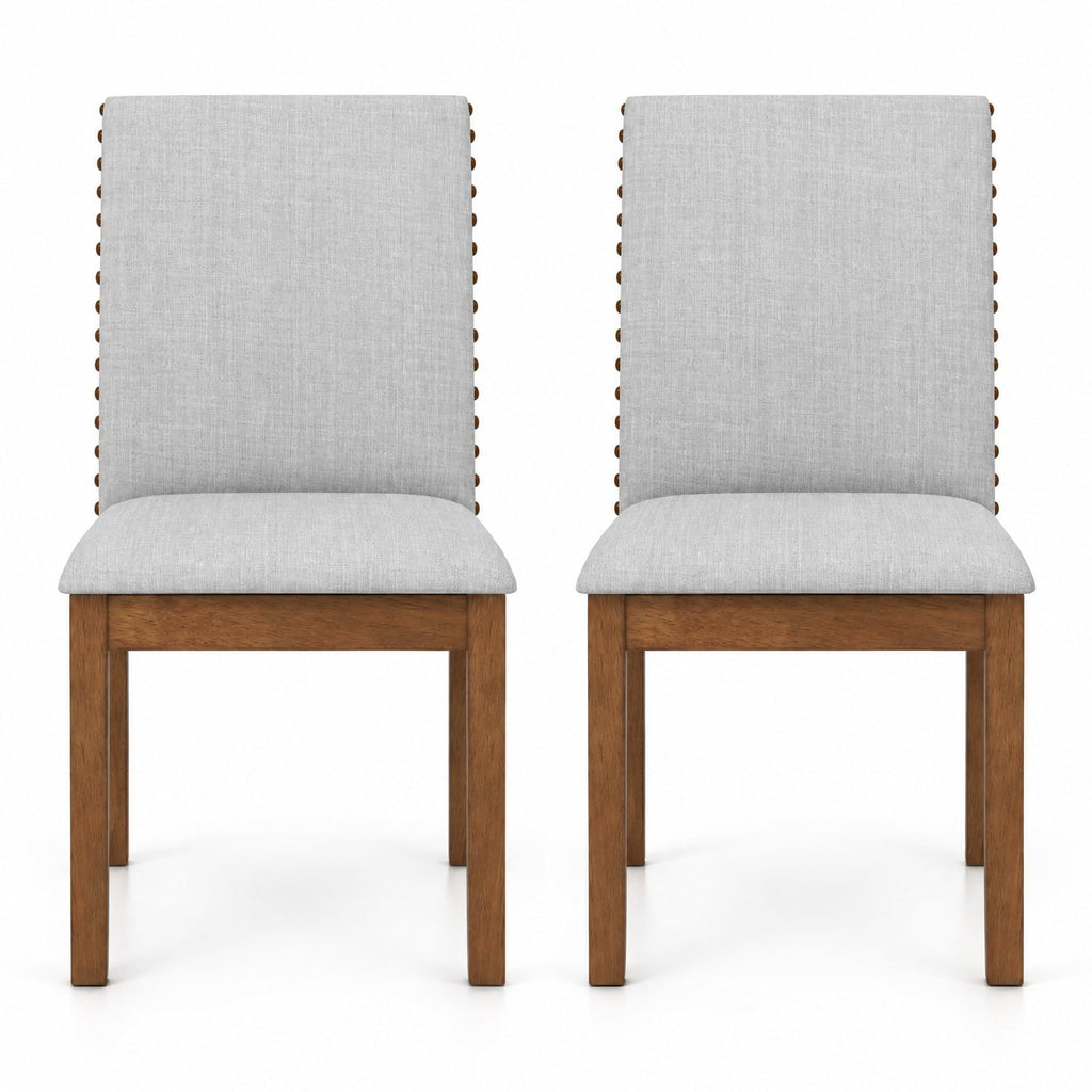 Airfind Set of 2 Upholstered Dining Chairs with Padded Seat for Living Room, 400 lbs Capacity, Rubber Wood Sponge Linen Fabric Frame, Walnut
