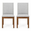 Airfind Set of 2 Upholstered Dining Chairs with Padded Seat for Living Room, 400 lbs Capacity, Rubber Wood Sponge Linen Fabric Frame, Walnut