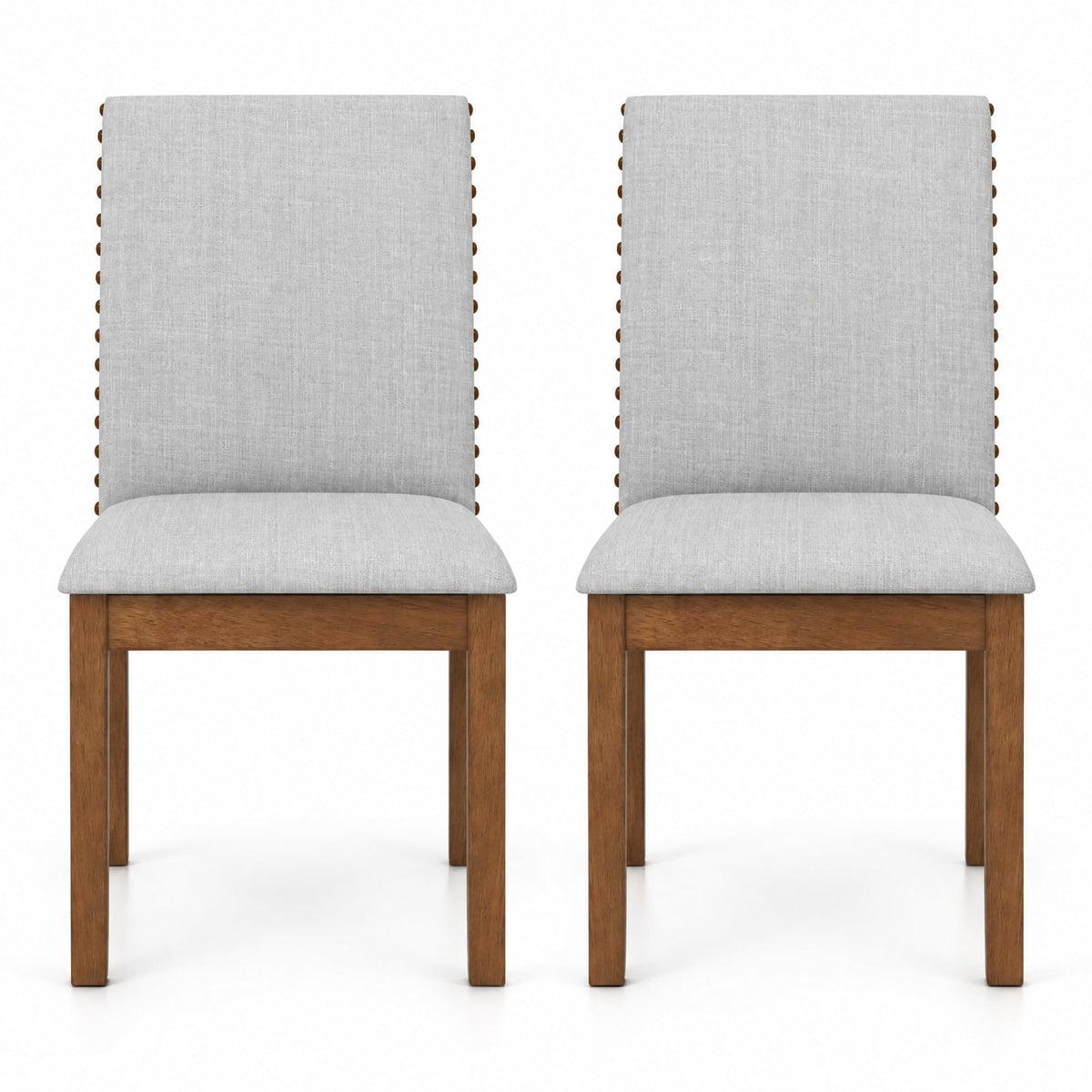 Airfind Set of 2 Upholstered Dining Chairs with Padded Seat for Living Room, 400 lbs Capacity, Rubber Wood Sponge Linen Fabric Frame, Walnut