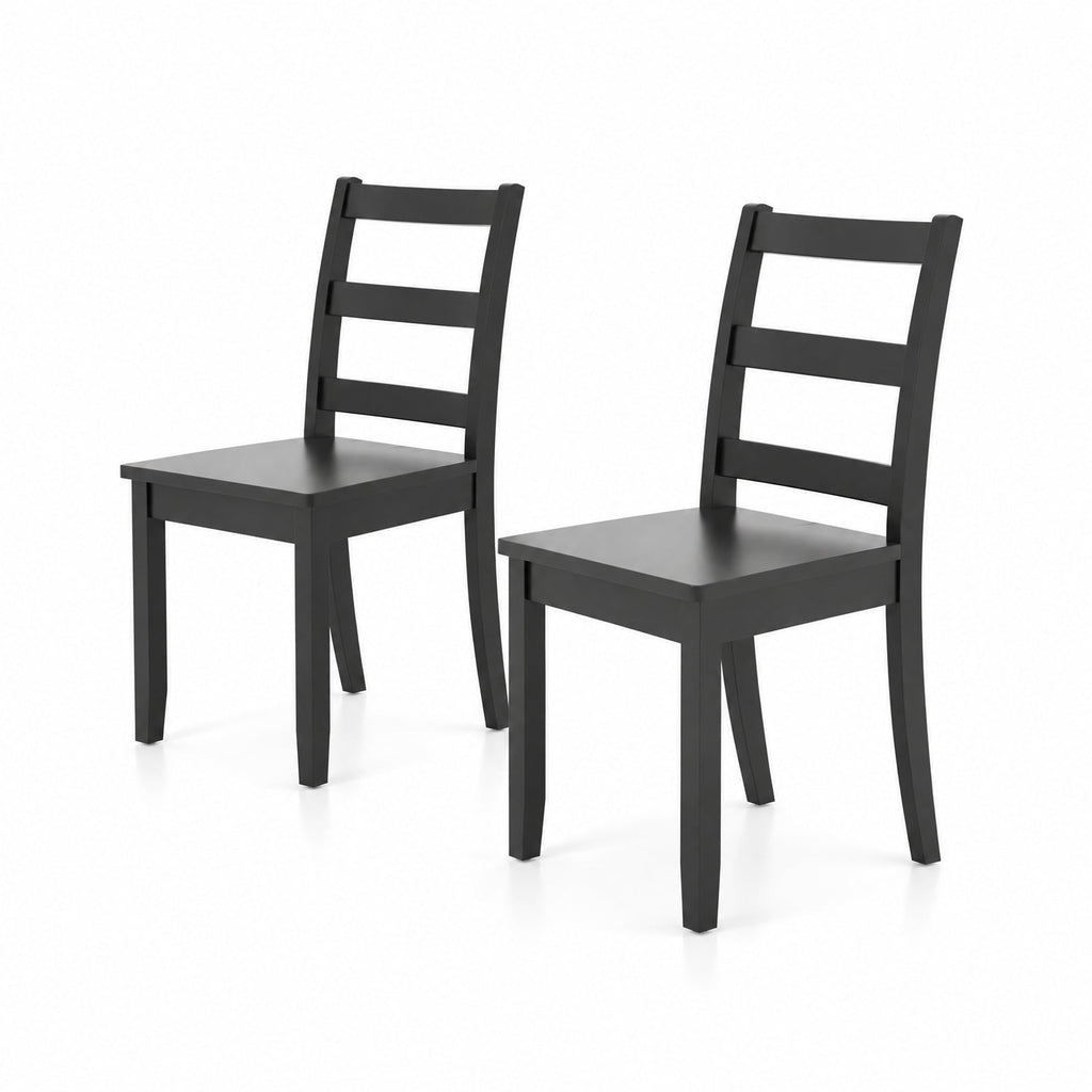 Airfind Set of 2 Wood Dining Chairs with Solid Rubber Wood Legs, 400 lbs Capacity, Rubber Wood MDF Plywood Frame, Black