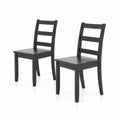 Airfind Set of 2 Wood Dining Chairs with Solid Rubber Wood Legs, 400 lbs Capacity, Rubber Wood MDF Plywood Frame, Black