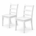 Airfind Set of 2 Wood Dining Chairs with Solid Rubber Wood Legs, 400 lbs Capacity, Rubber Wood MDF Plywood Frame, White
