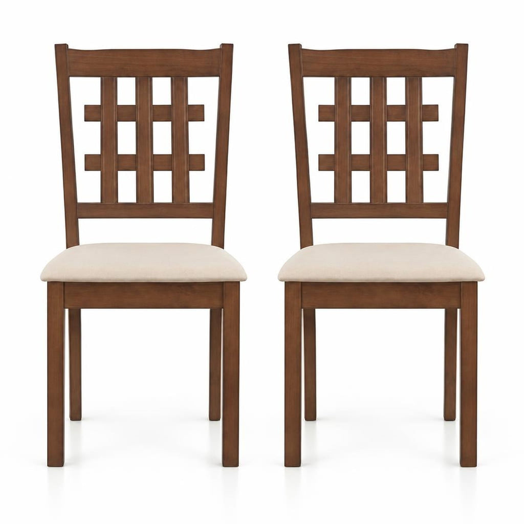 Airfind Set of 2 Wood Kitchen Chairs with Faux Leather Upholstered Seat, 265 lbs Capacity, Rubber Wood MDF Polyester Sponge Frame, Coffee