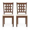 Airfind Set of 2 Wood Kitchen Chairs with Faux Leather Upholstered Seat, 265 lbs Capacity, Rubber Wood MDF Polyester Sponge Frame, Coffee