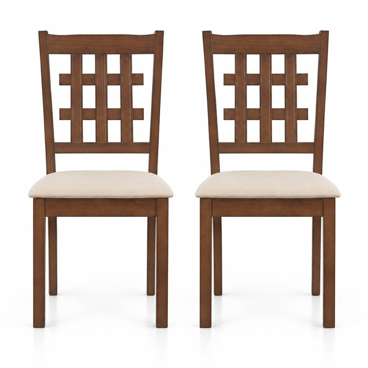 Airfind Set of 2 Wood Kitchen Chairs with Faux Leather Upholstered Seat, 265 lbs Capacity, Rubber Wood MDF Polyester Sponge Frame, Coffee